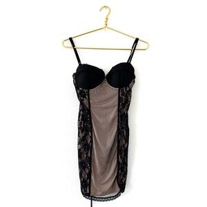 h:ours Black Lace Lingerie Mini Dress